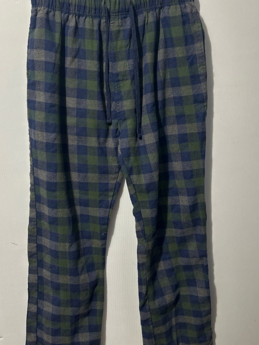 Green and Blue Plaid Men's Jogger Pants with Drawstring